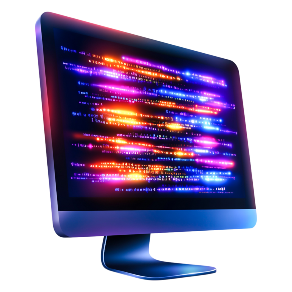 Abstract Digital Display with Colorful Code in a Modern Computer Environment png
