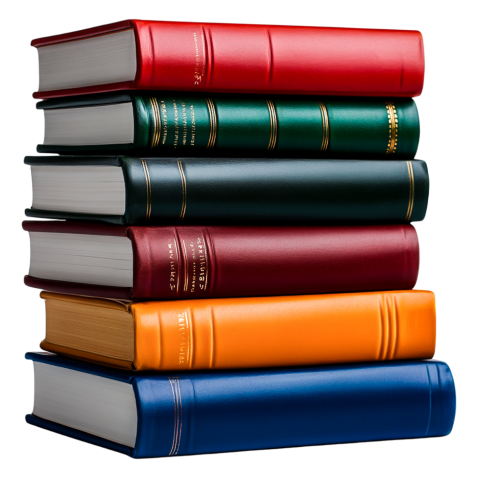 Colorful Stacked Books with Decorative Spines for Educational Use png
