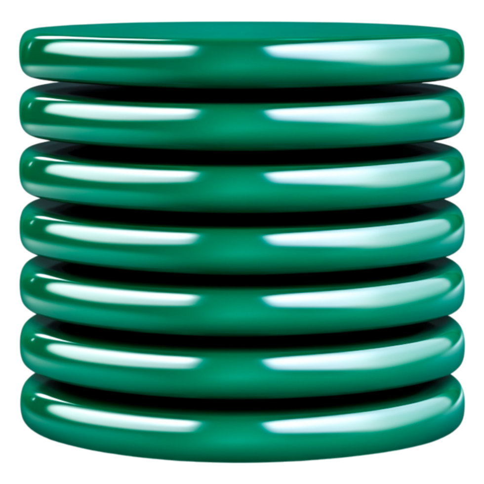 Glossy Turquoise Coil Stacked in a Symmetrical Arrangement Displaying Gloss png