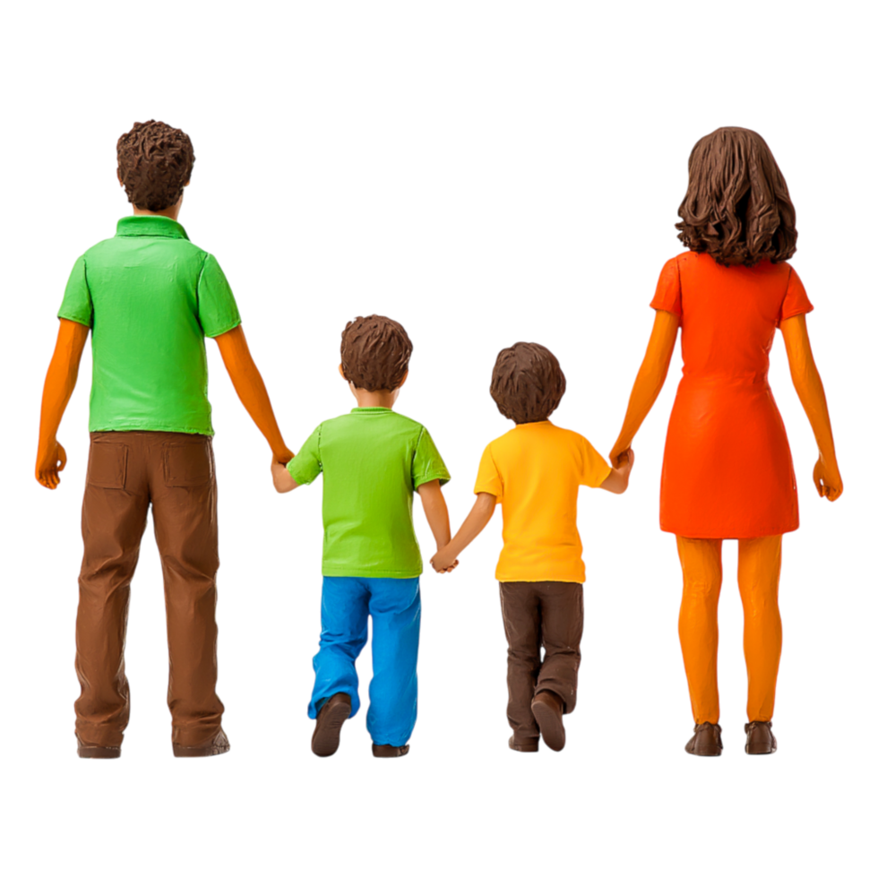 Family Holding Hands Together in Colorful Outfits Against png