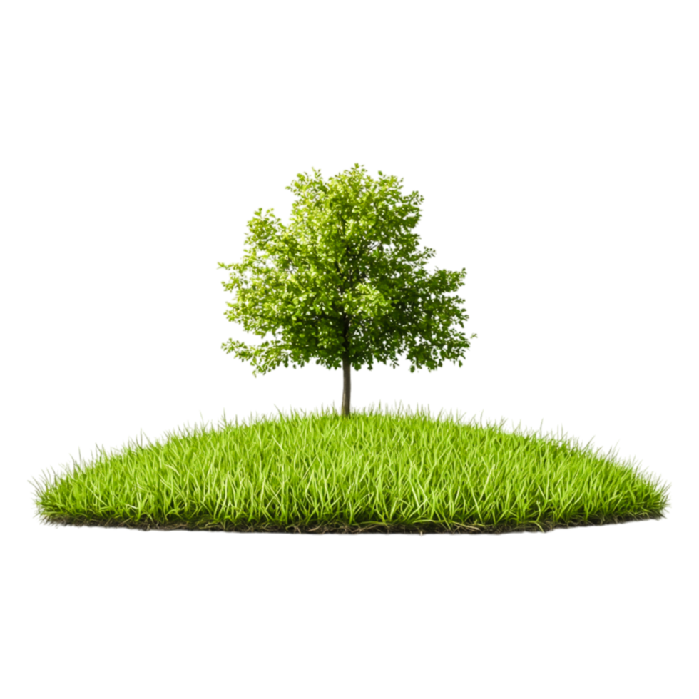 Lush Green Tree Vibrant Grass Hill in Bright Natural Environment png