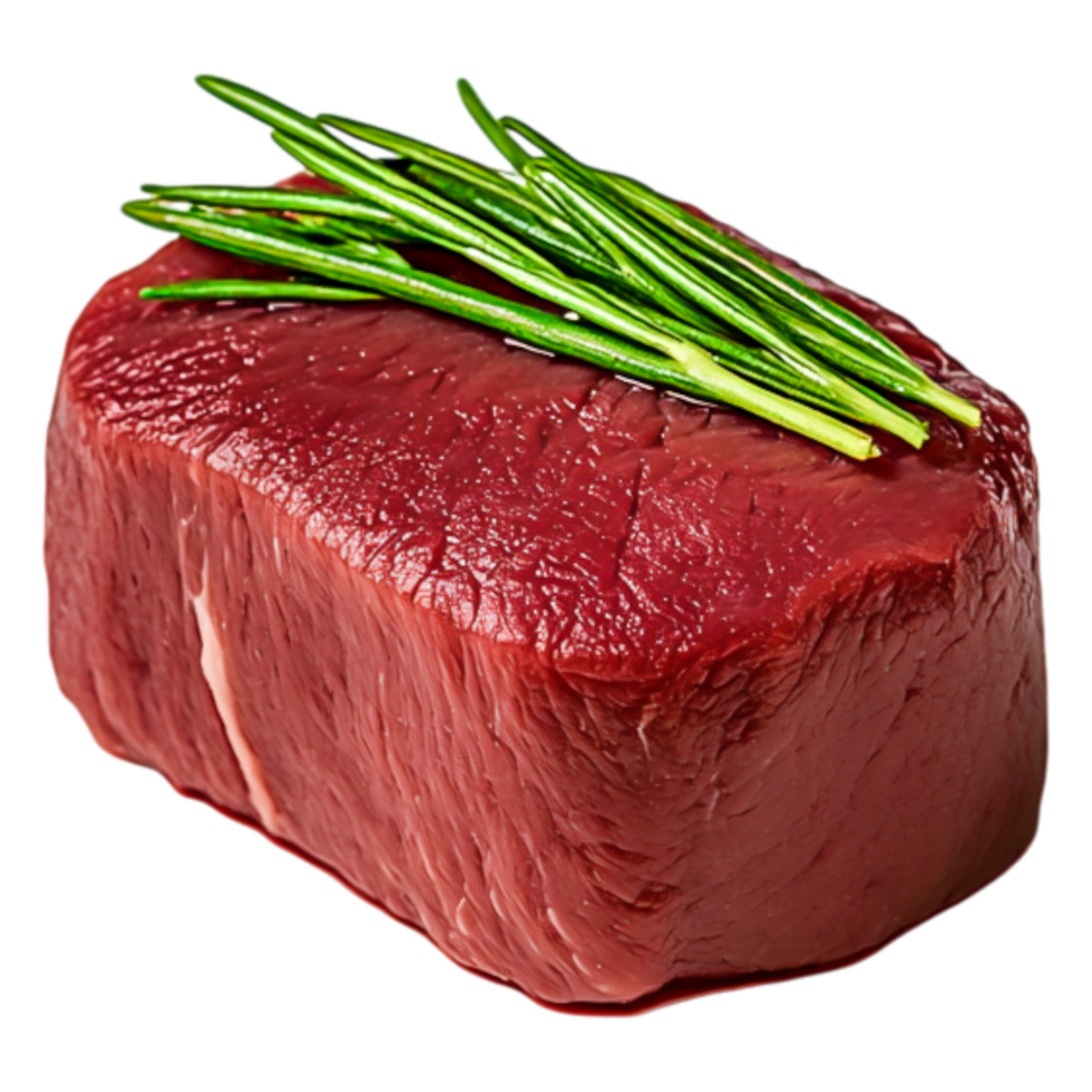 Fresh Raw Beef Tenderloin with Chives on Isolated png