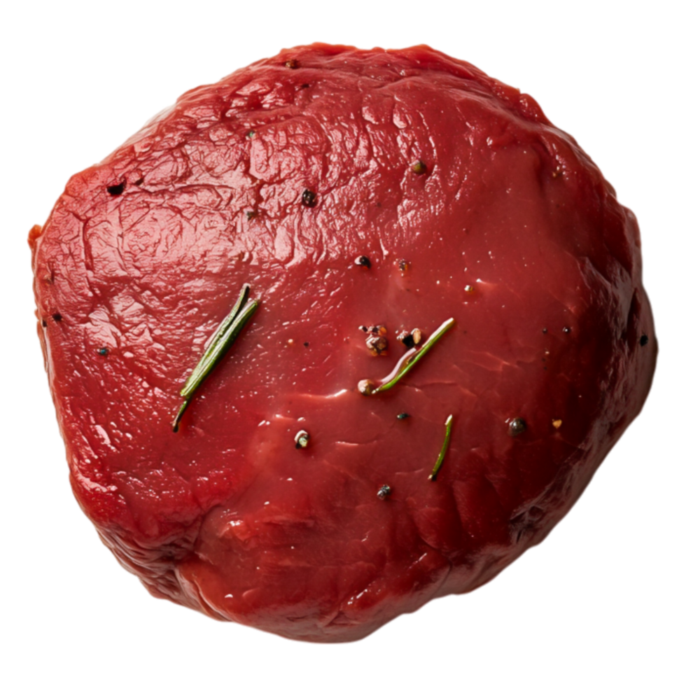 Fresh Raw Piece of Beef with Herbs and Spices on png