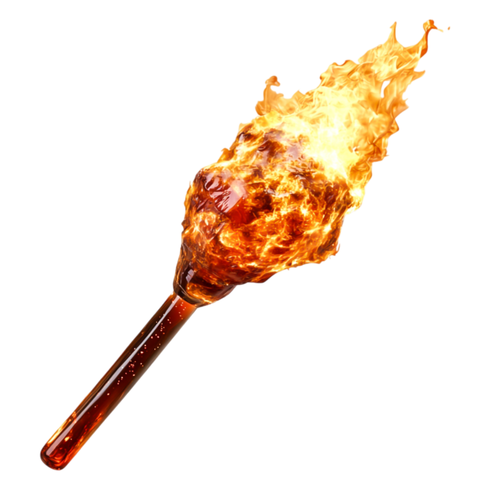 Flaming Torch with Bright Flames and Vibrant Colors on png