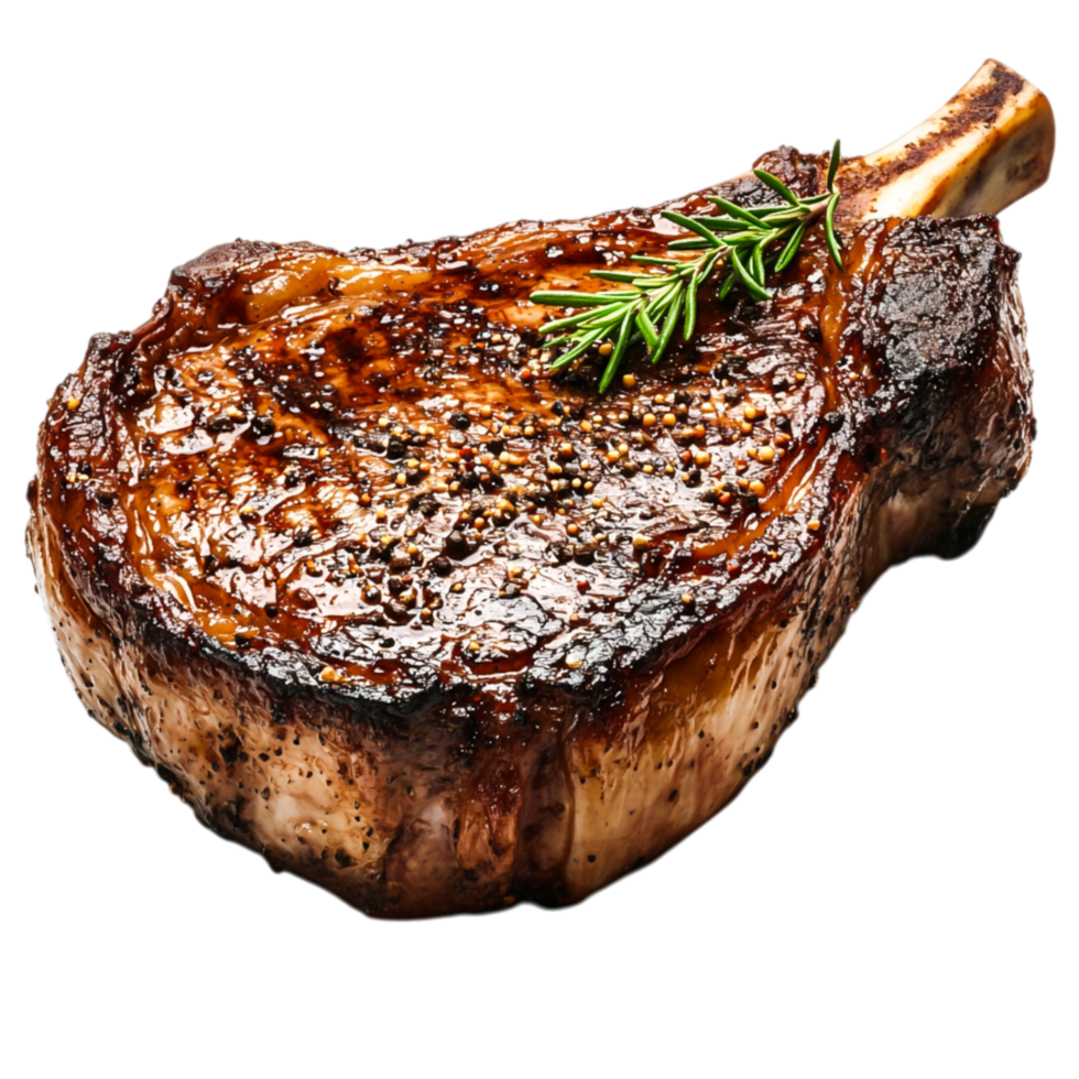 Juicy Grilled Steak with Rosemary Herb Garnish png
