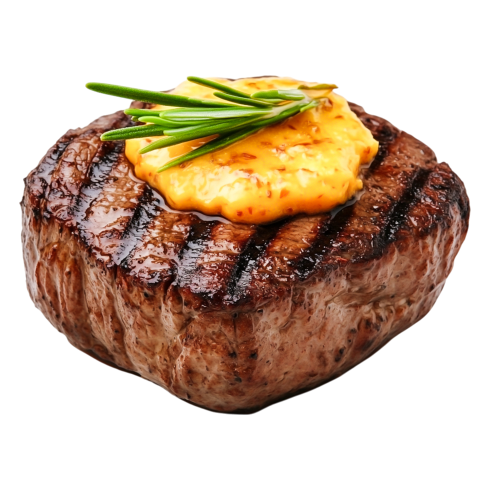 Juicy Grilled Steak with Butter and Fresh Herbs png