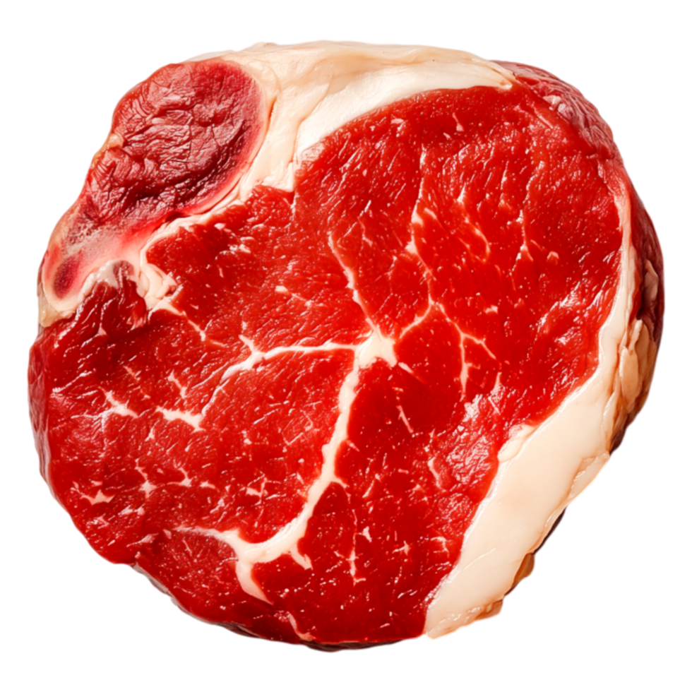 Freshly Cut Raw Meat Slice with Visible Marbling and Red Coloration png