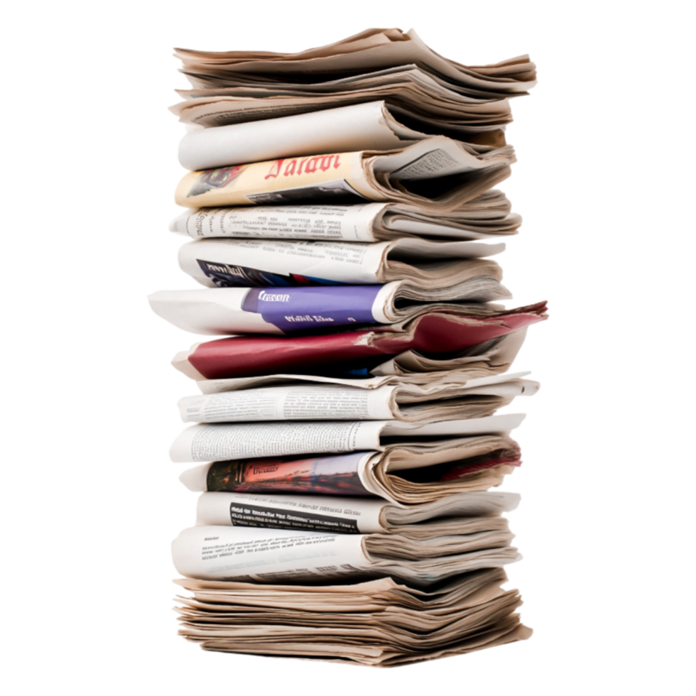 Stack of Newspapers Piled Neatly for Reference or Display Purposes png