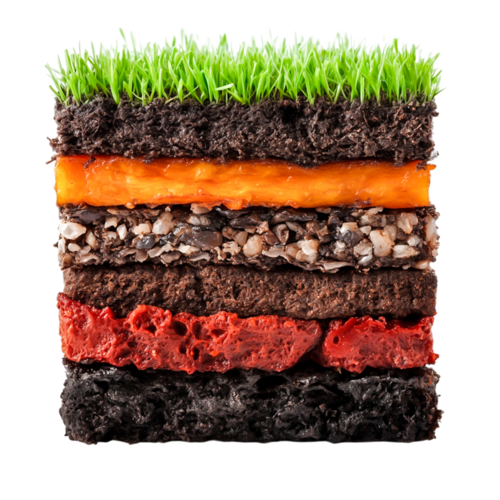 Layers of Soil and Grass Isolated on White for Environmental Concept png