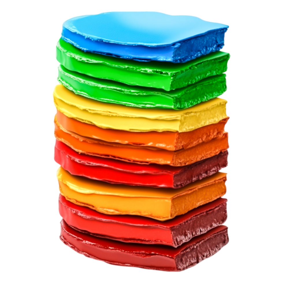Vibrant Layers of Colorful Paint Stacked in an Artistic Display png