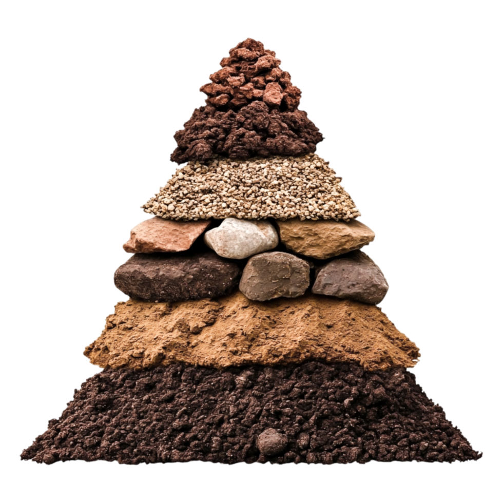 Layers of Soil and Gravel Forming a Pyramid Structure for Visual Reference png