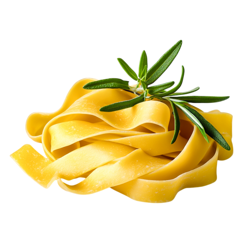 Fresh Pasta with Green Herb Garnish Clean Background png