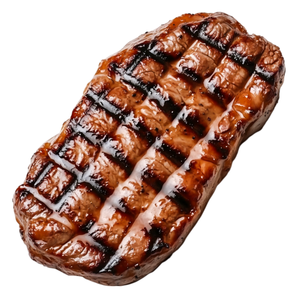 Grilled Beef Steak Slice with Juicy Texture and Golden Brown Grill Marks png