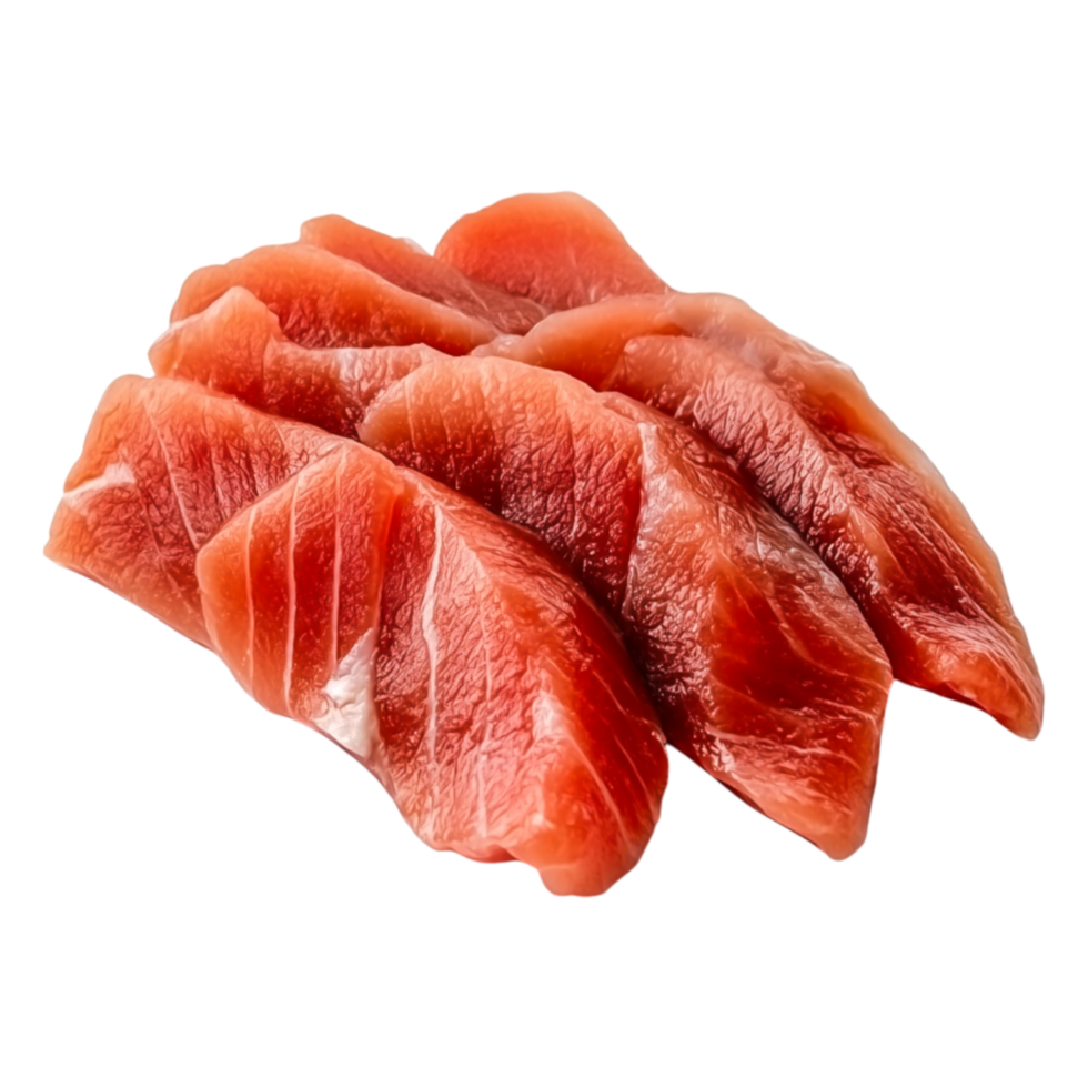 Fresh Slices of Tuna with Vibrant Pink Color Ready for Sushi Preparation png