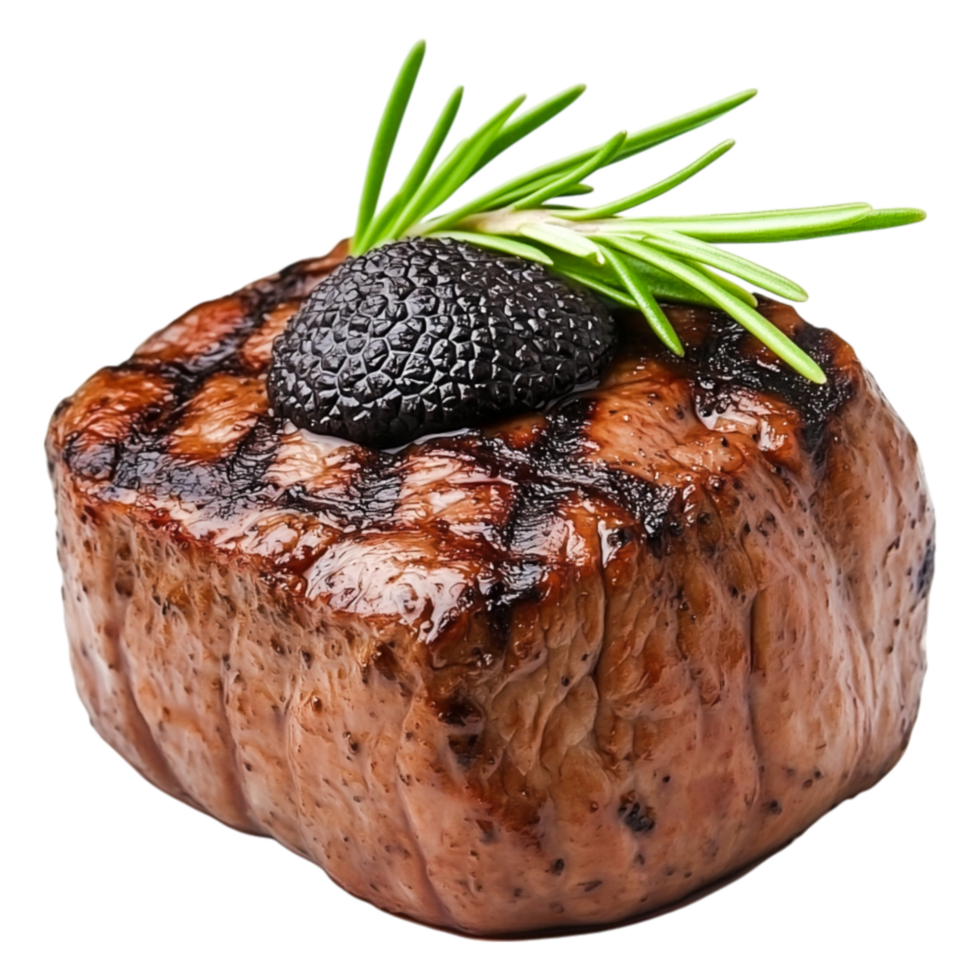 Gourmet Grilled Steak with Truffle and Fresh Herbs on png
