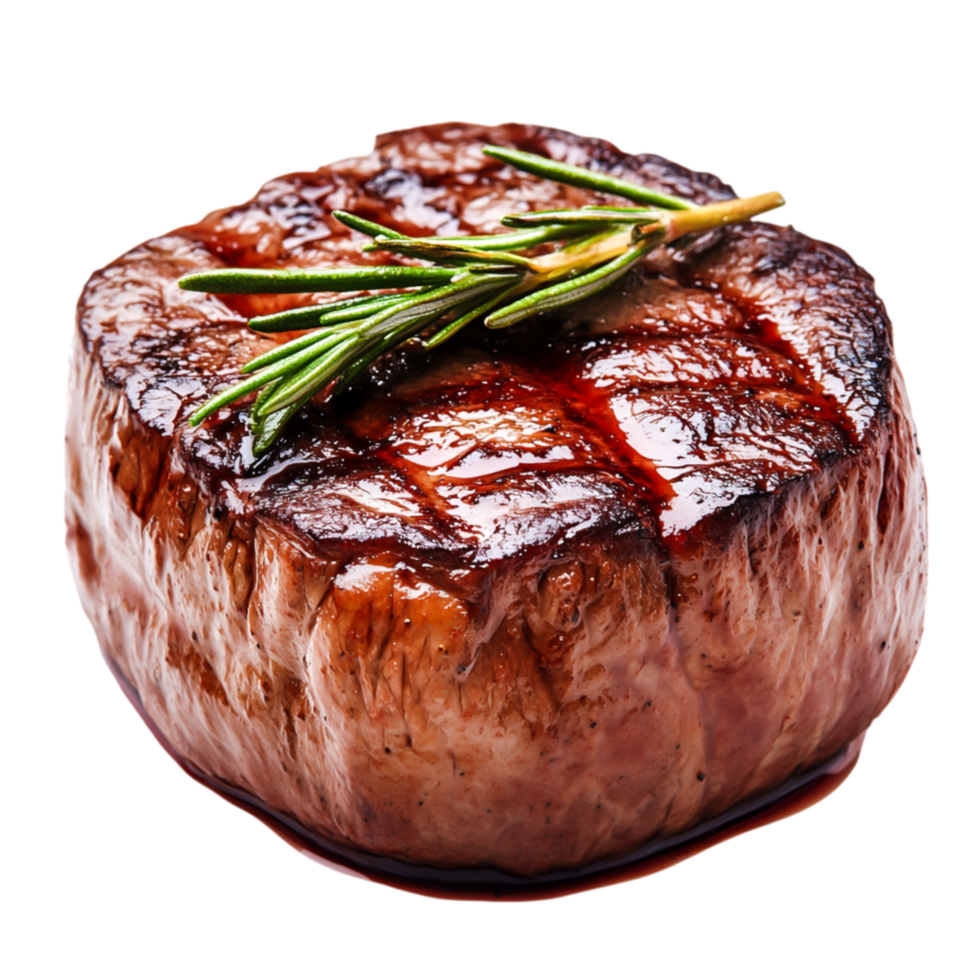 Juicy Grilled Steak with Rosemary Herb Garnish on png