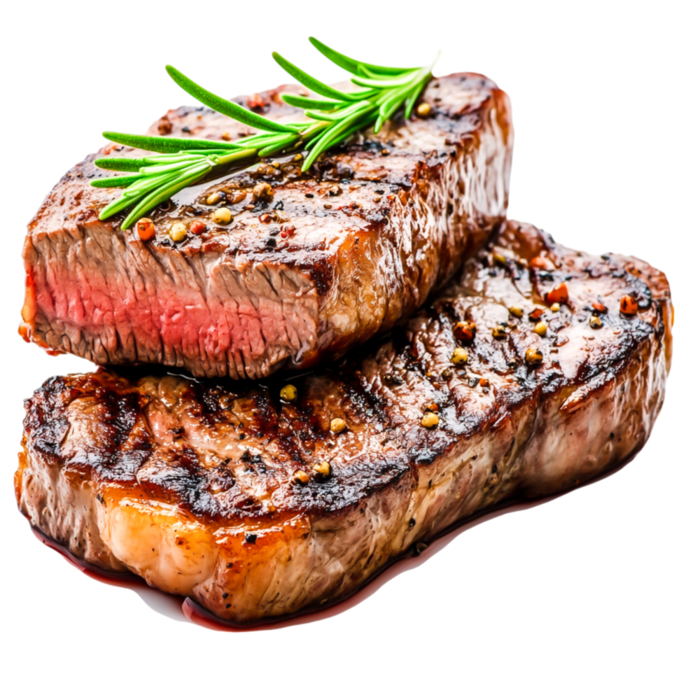 Juicy Grilled Steak Cuts with Fresh Rosemary Garnish on png