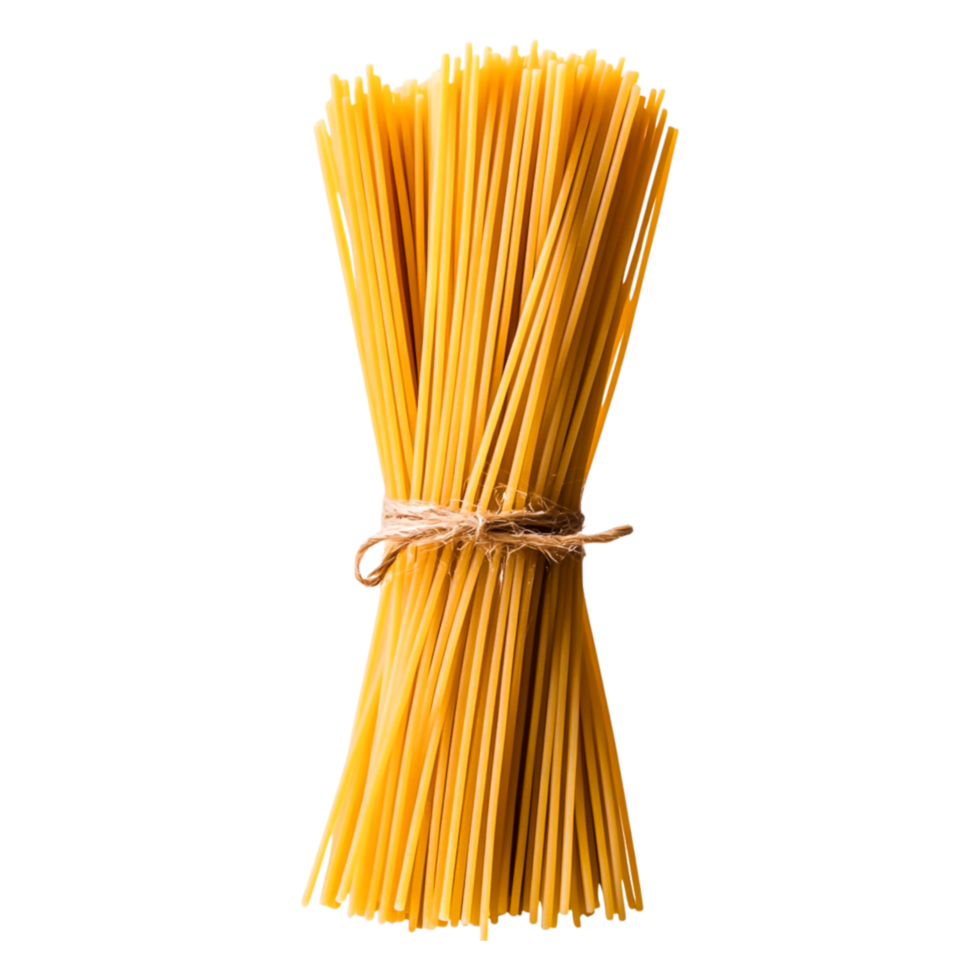 Raw Spaghetti Noodles Bundle Tied with Twine Isolated on png