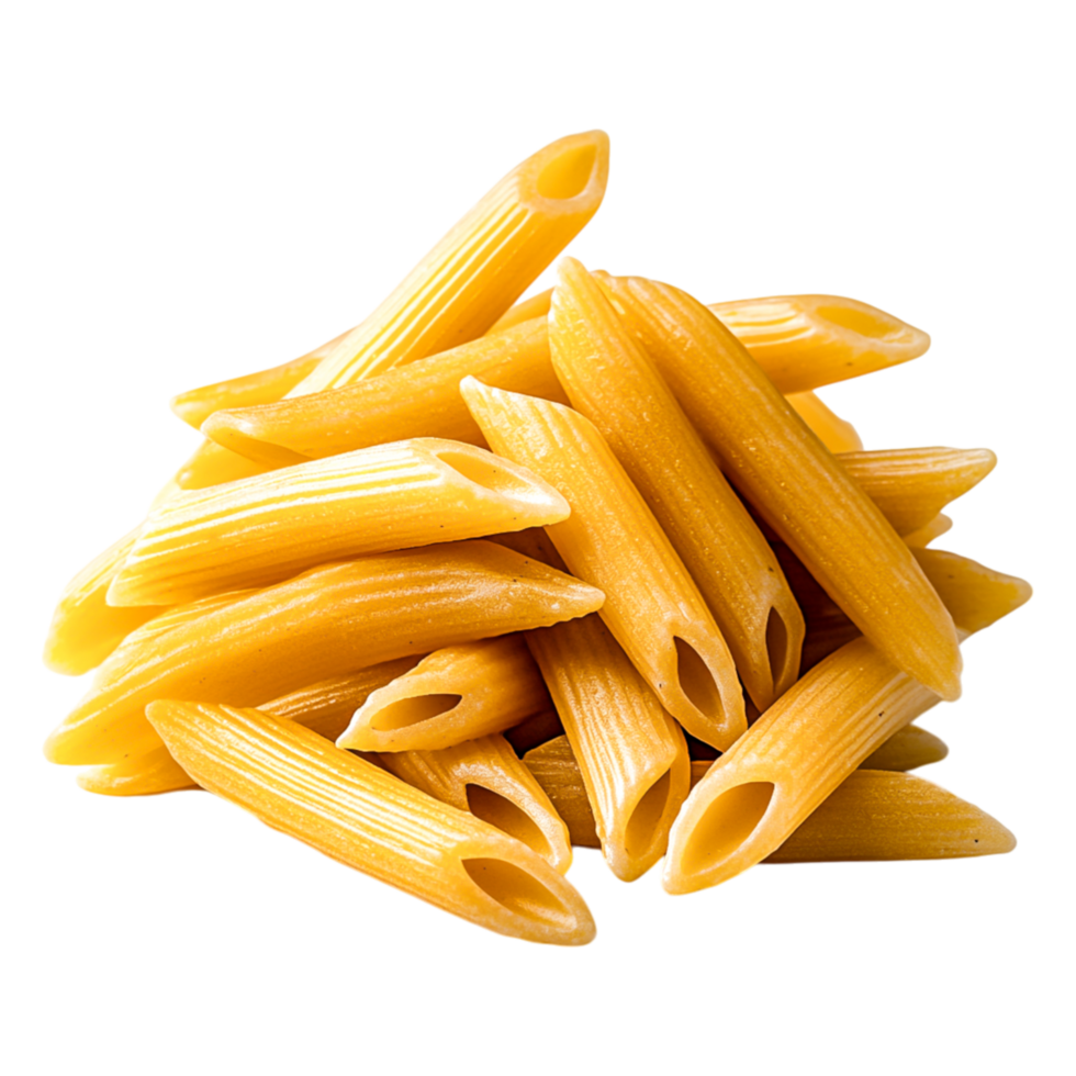 closeup of Uncooked Penne Pasta Isolated on png