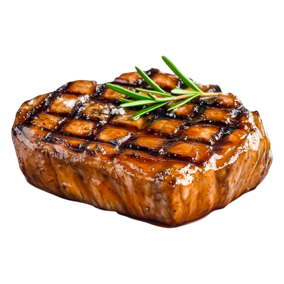 Grilled Steak with Rosemary Garnish png