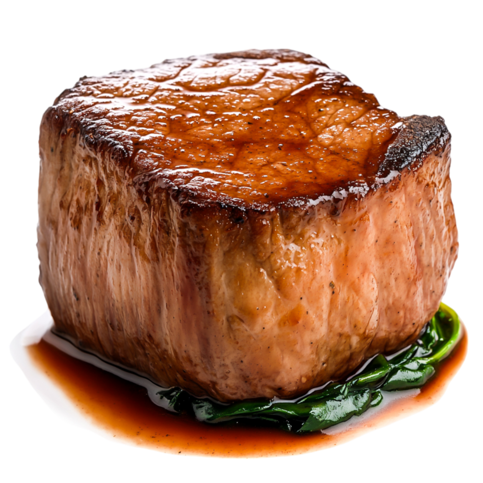 Juicy Grilled Steak Bed of Greens with Rich Sauce Drizzle png