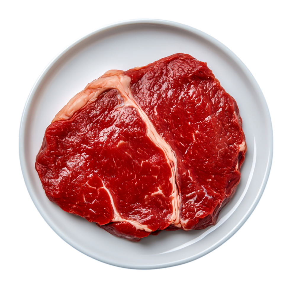 Fresh Raw Beef Steak White Plate for Culinary Use png