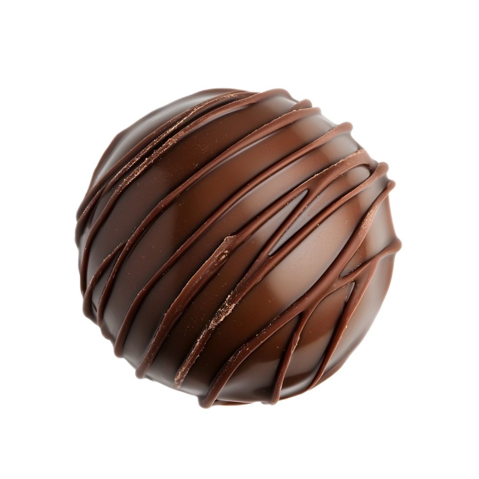 Glossy Chocolate Truffles with Textured Striped Pattern on White Background png