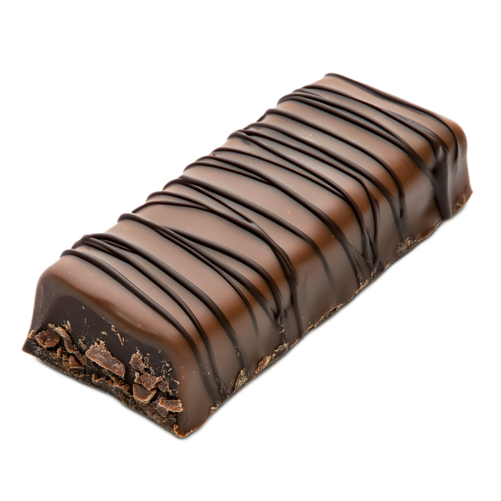 Delectable Chocolate Bar with Glossy Drizzle on White Background png
