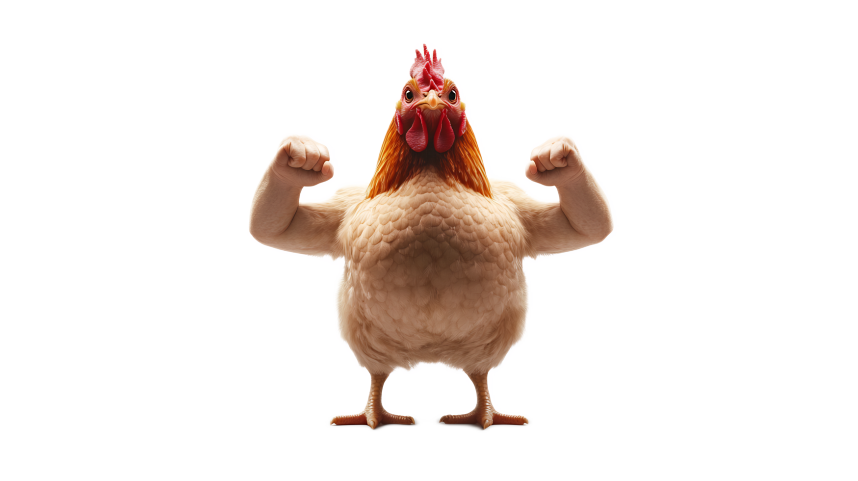 Muscular Chicken Flexing Assertive Pose Representing Physical Strength and Power png