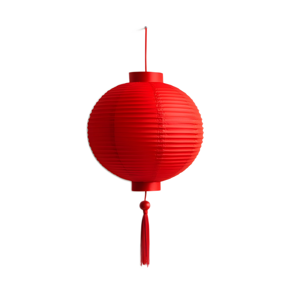 Vibrant Red Chinese Lantern Hanging in the Air with String Lighting Up the Festive Atmosphere png