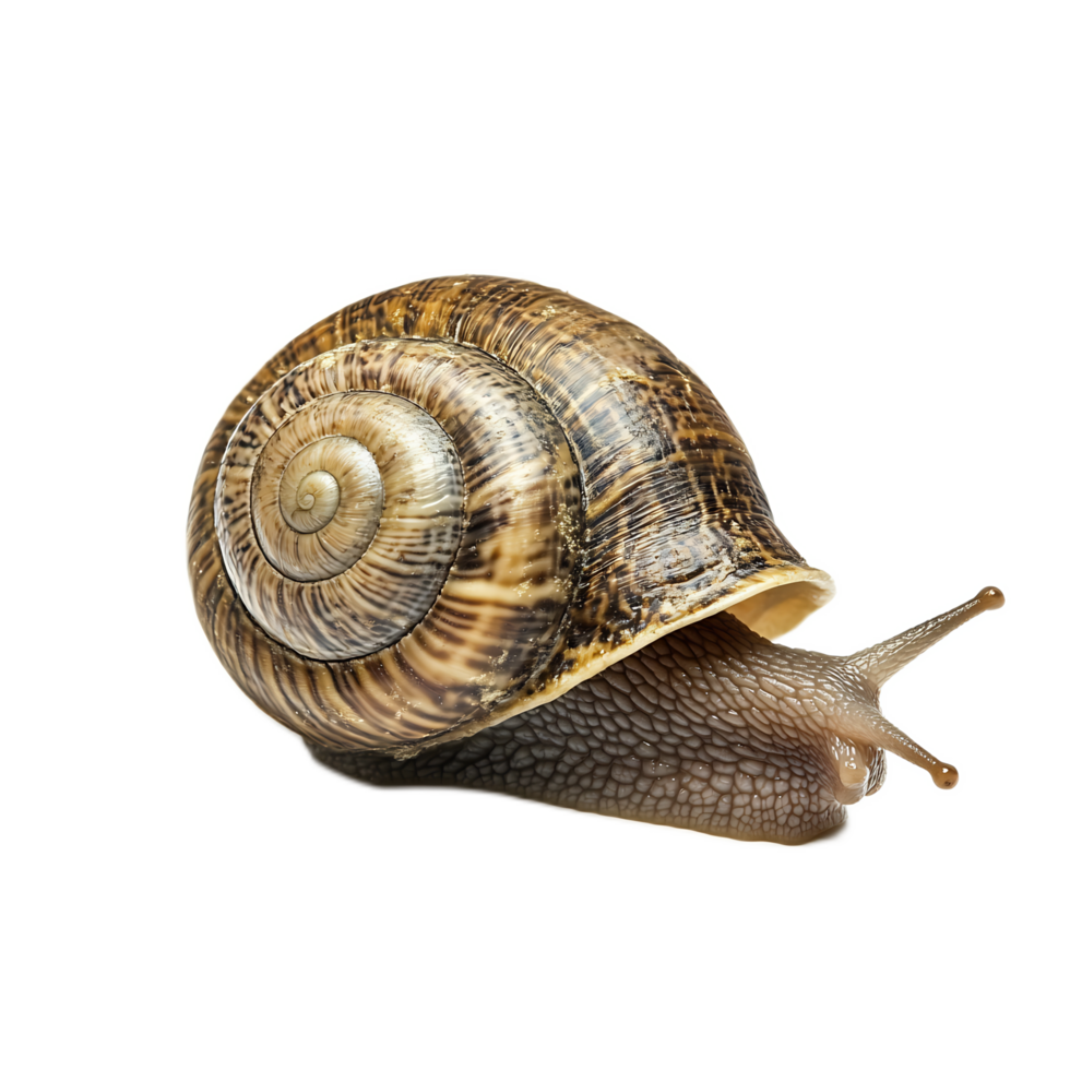 Closeup of a Spiral-Patterned Snail Shell in a Natural Setting png