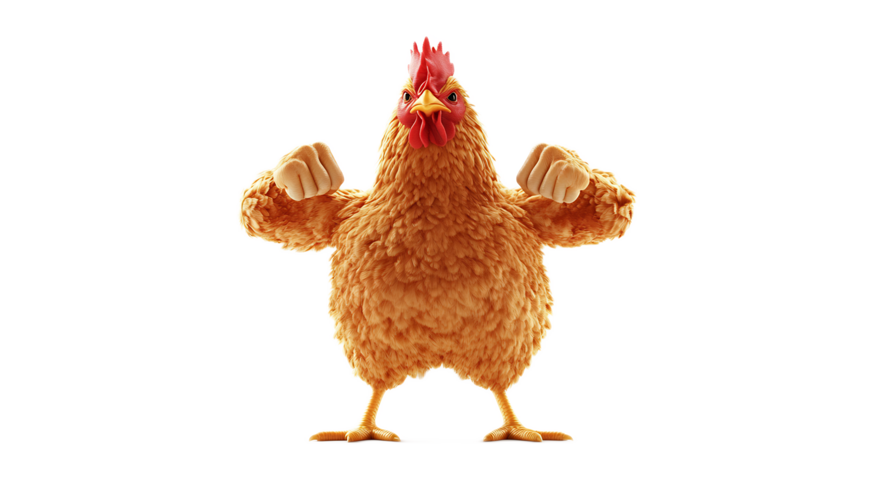 Powerful Chicken Flexing Arms in Fierce Fighting Pose png
