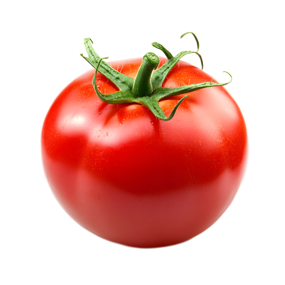 Close Up of Fresh Red Ripe Greenhouse Grown Tomato on White Background png
