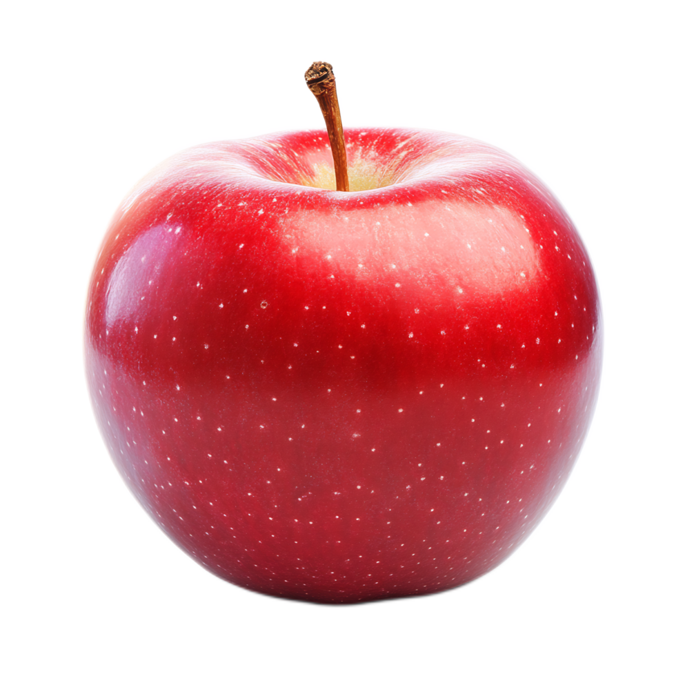 Close-up of a Freshly Picked Crisp and Shiny Red Apple on a White Background png