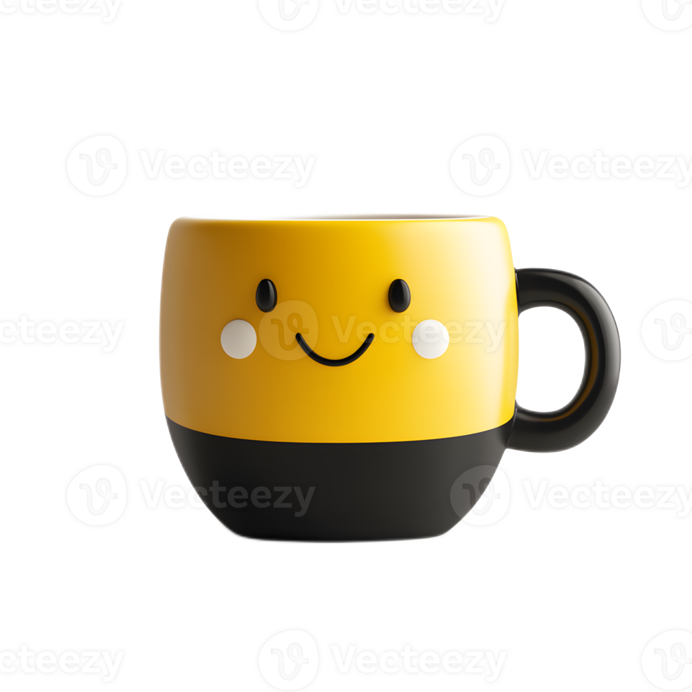 Cheerful and Whimsical Coffee Mug with Smiley Face Design for Cozy Workspace or Morning Break png