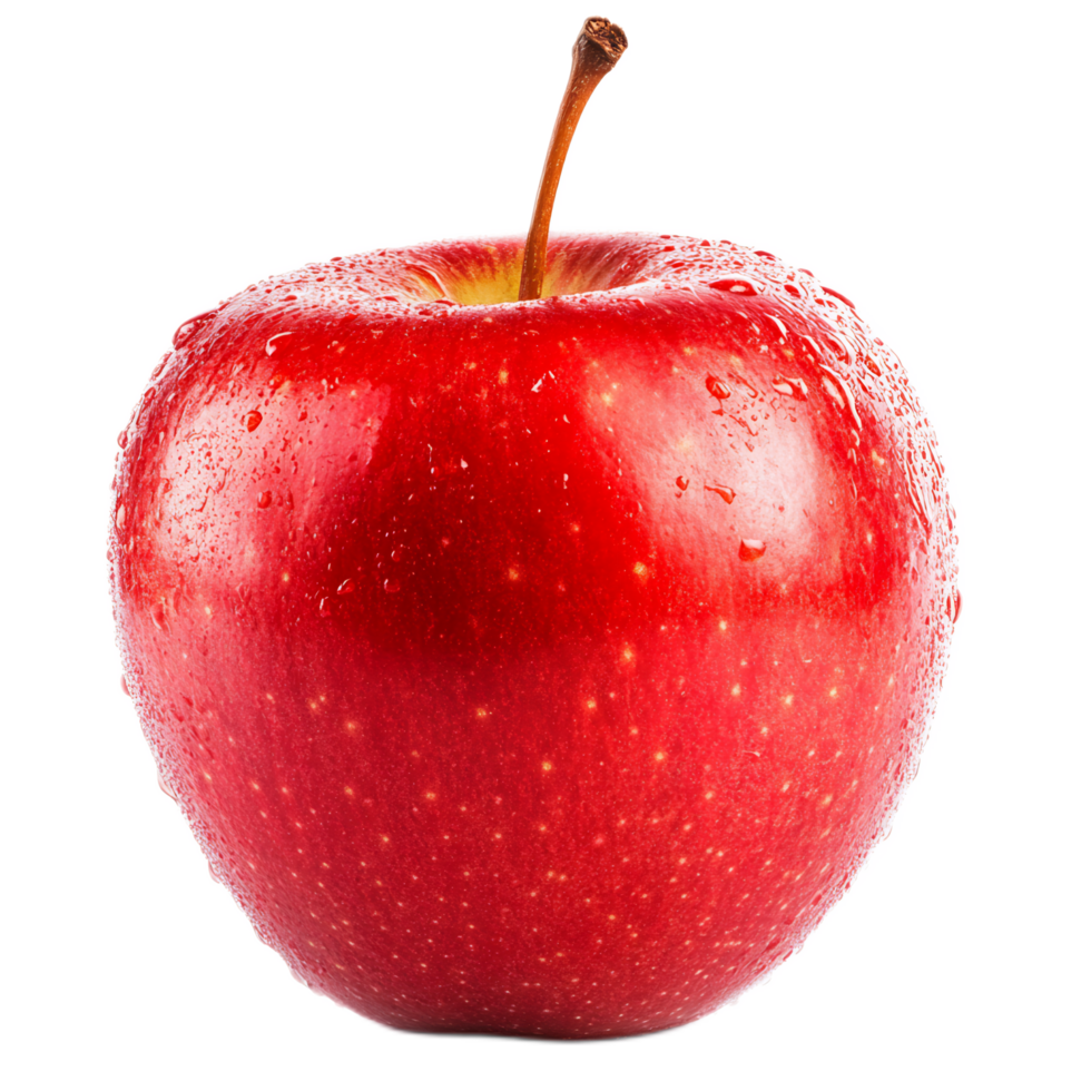 Close-up of a Ripe and Juicy Red Apple with Water Droplets png