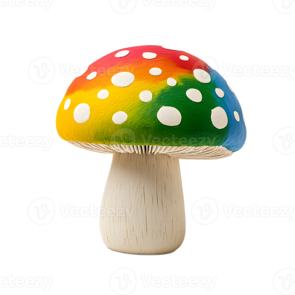 Vibrant and Colorful Spotted Mushroom in Enchanting Forest Setting png