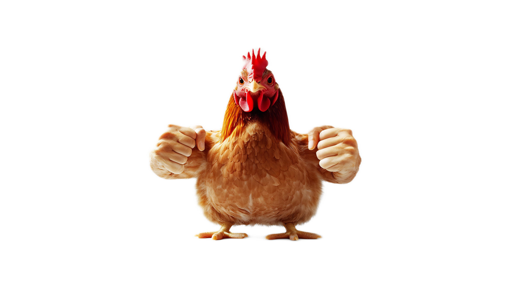 Fierce Chicken Flexing Its Powerful Arms in Fighting Pose png