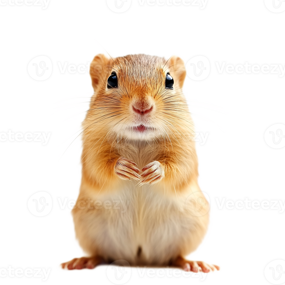 Closeup Portrait of Curious Ground Squirrel Sitting on White Background png