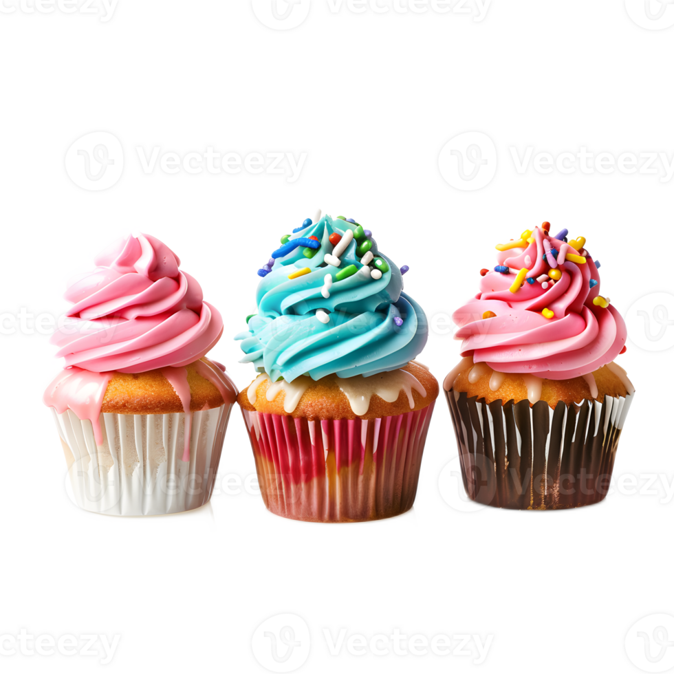 Colorful Cupcakes with Creamy Frosting and Sprinkles for or Party png