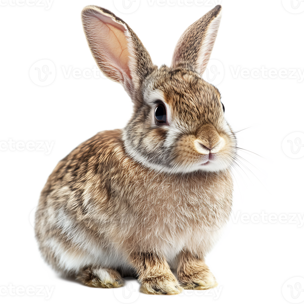 Closeup Portrait of Adorable Brown Rabbit with Fluffy Fur and Big Ears png