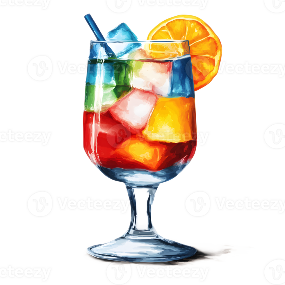 Dazzling Cocktail Delight in Vibrant Hues and Refreshing Garnishes png