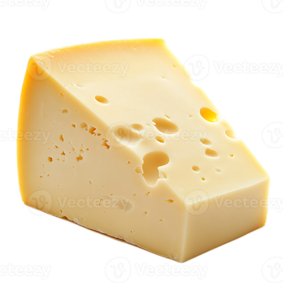 Closeup of Delicious Yellow Cheese Wedge on White Background png