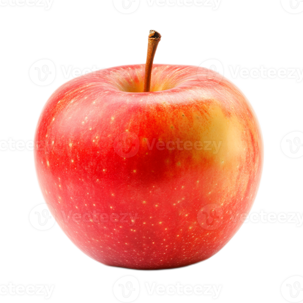 Closeup of Bright Red Juicy Apple on White Background png
