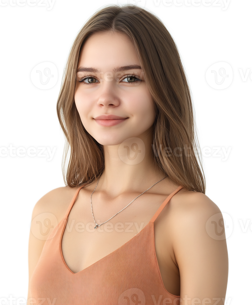 Closeup portrait of a beautiful young woman with a charming,friendly expression png