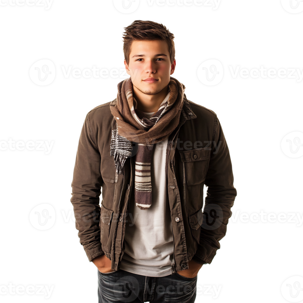 Confident Young Man in Casual Clothing Standing Outdoors in an Urban Setting png