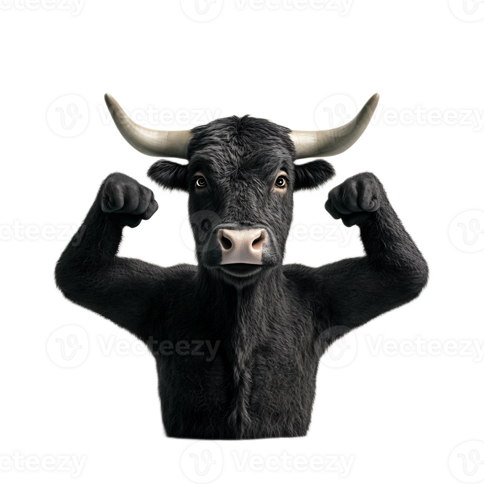 Powerful Black Bull Symbolizing Physical and Emotional Strength png
