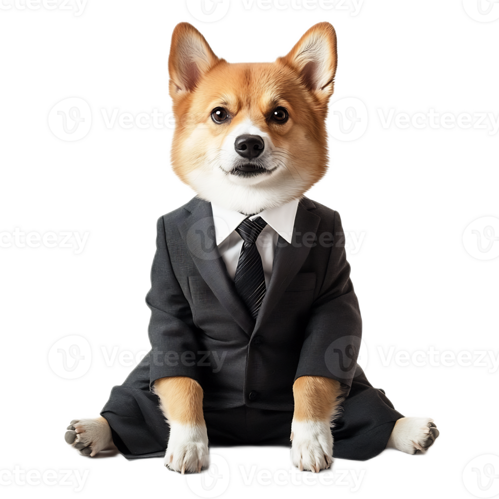 Confident Business Canine in Formal Attire Posing for Professional Portrait png