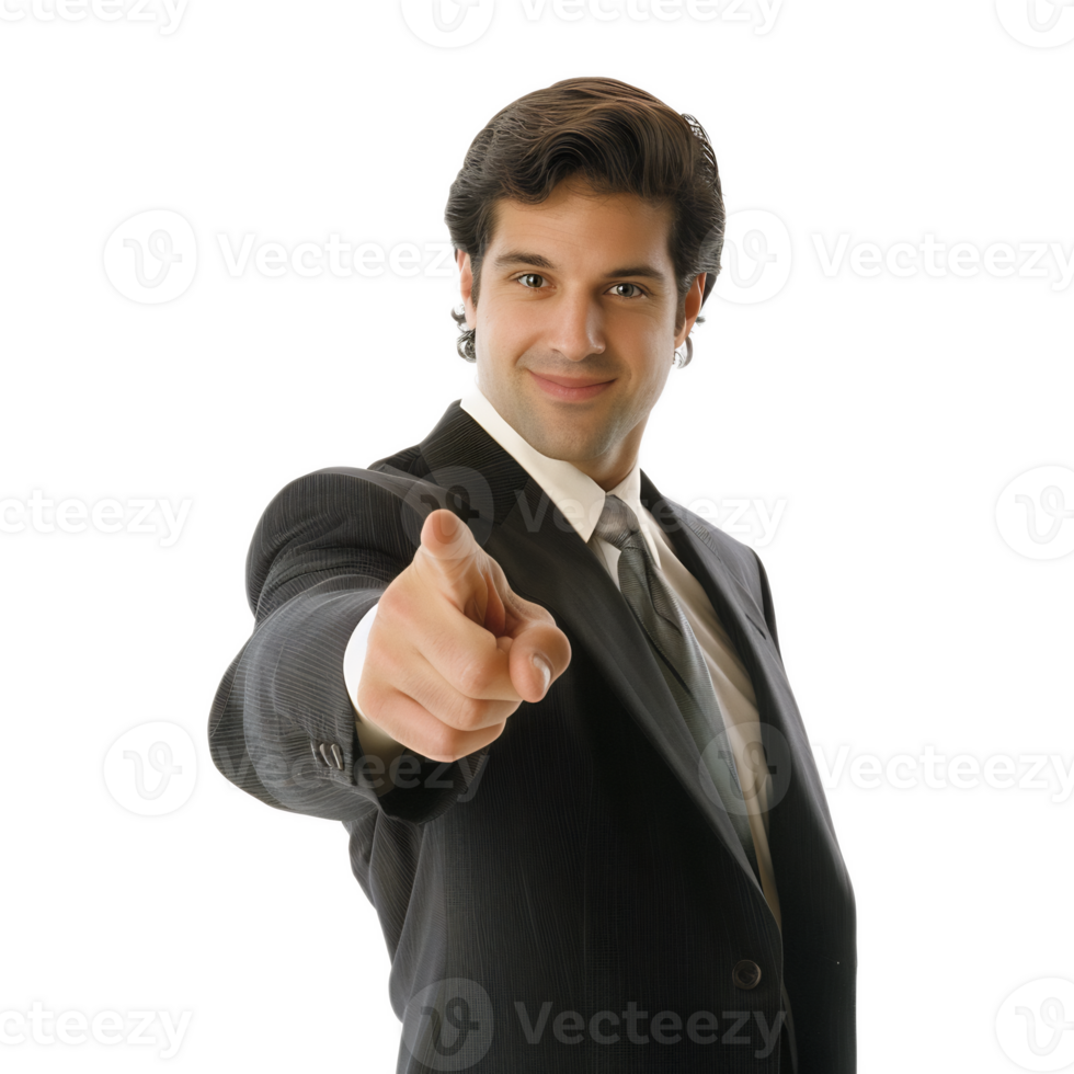 Confident Businessman Pointing Gesture In Suit For Success png
