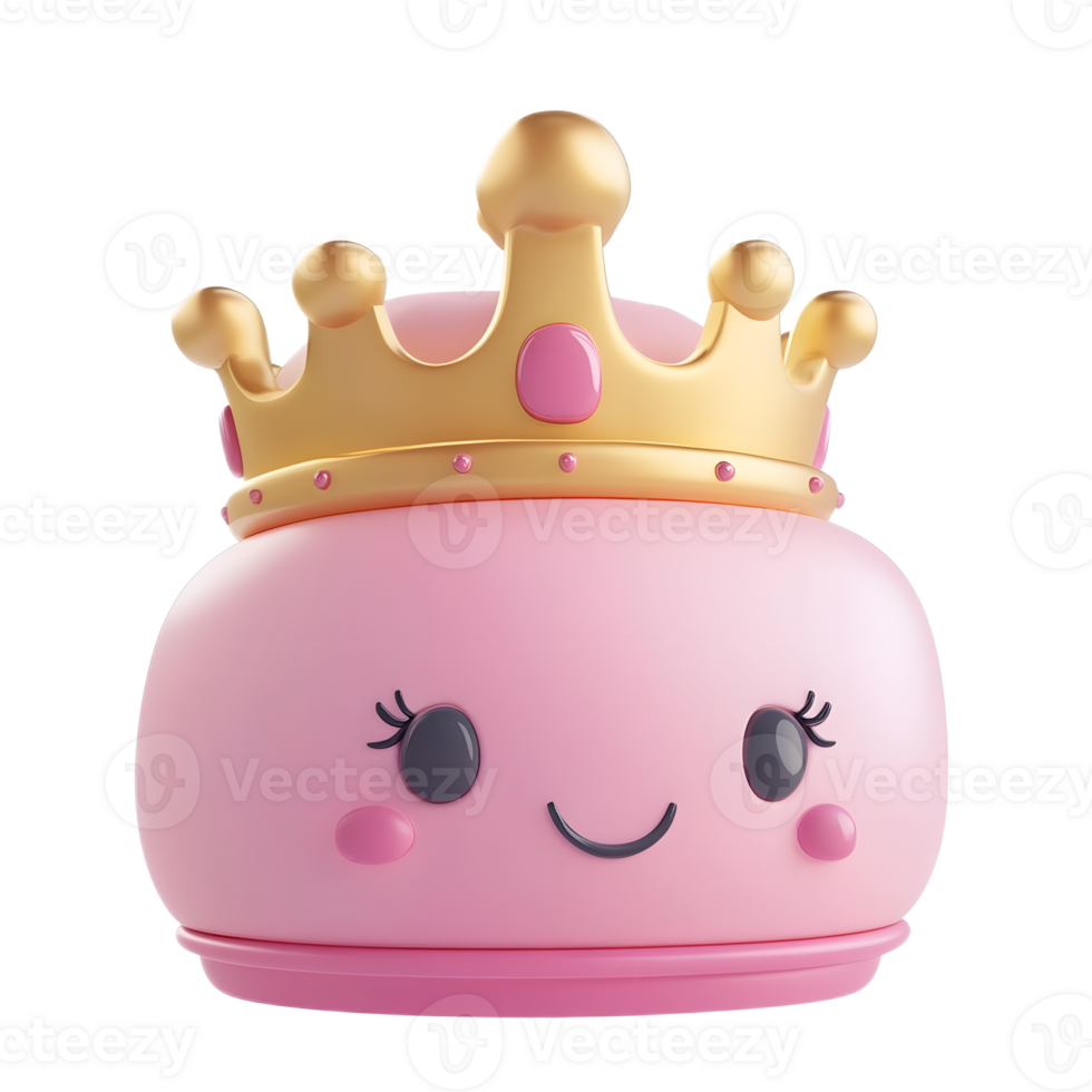 Cute Kawaii Pink Crown Character for Digital Design Social Media and Creative Projects png